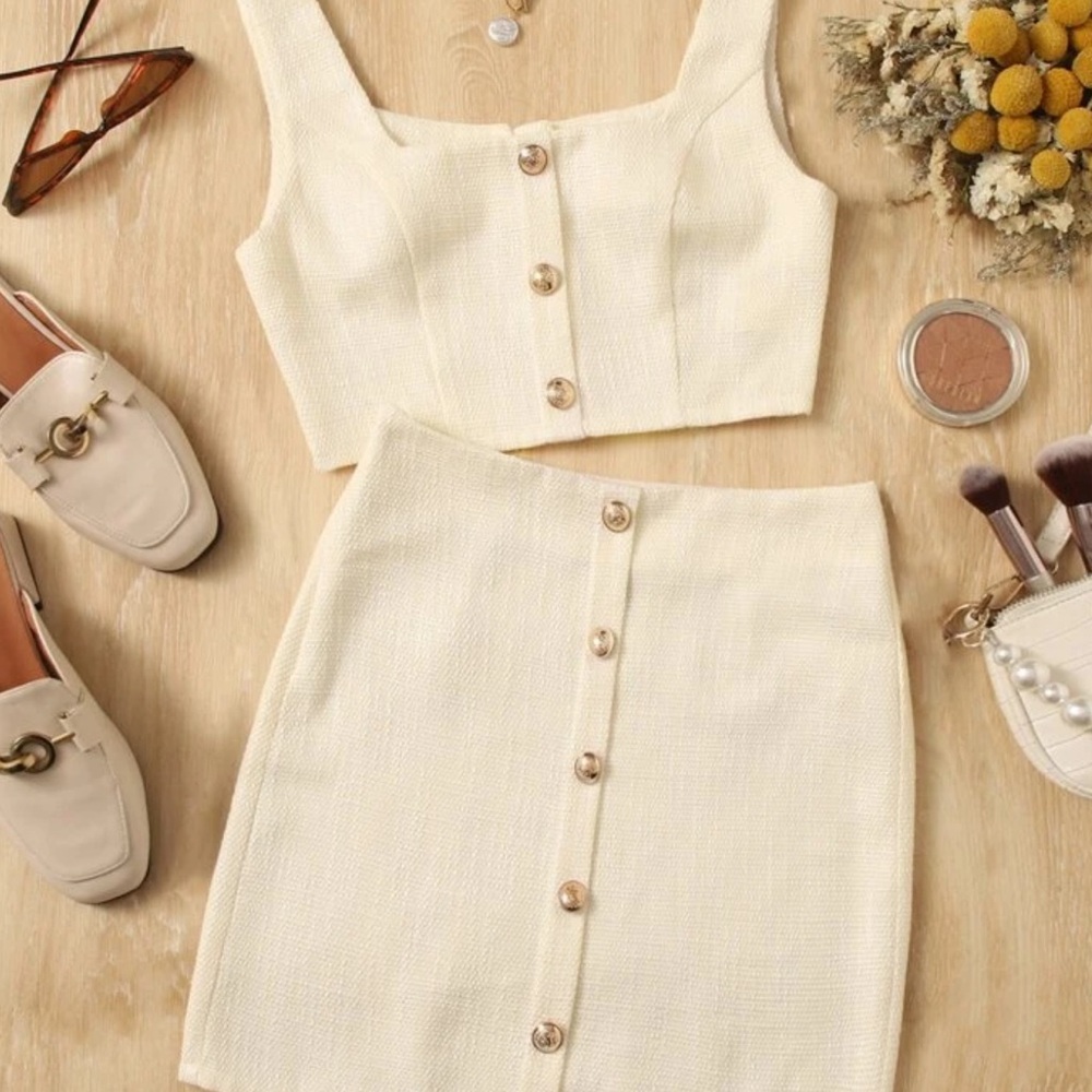 Elegant Cream Button-Down Skirt